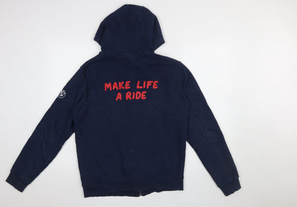 BMW Motorrad Men's Blue Full Zip Hoodie M Cotton Motorcycle Logo