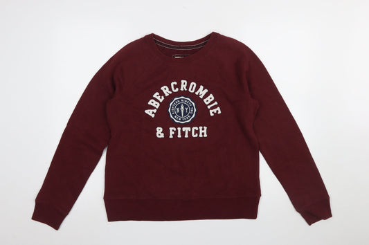 Womens UK Size M Abercrombie & Fitch Red Pullover Sweatshirt