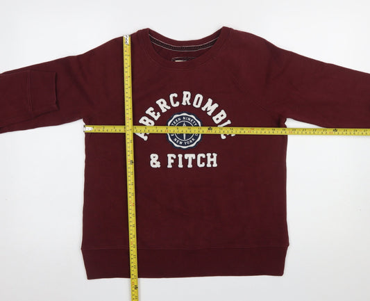 Womens UK Size M Abercrombie & Fitch Red Pullover Sweatshirt