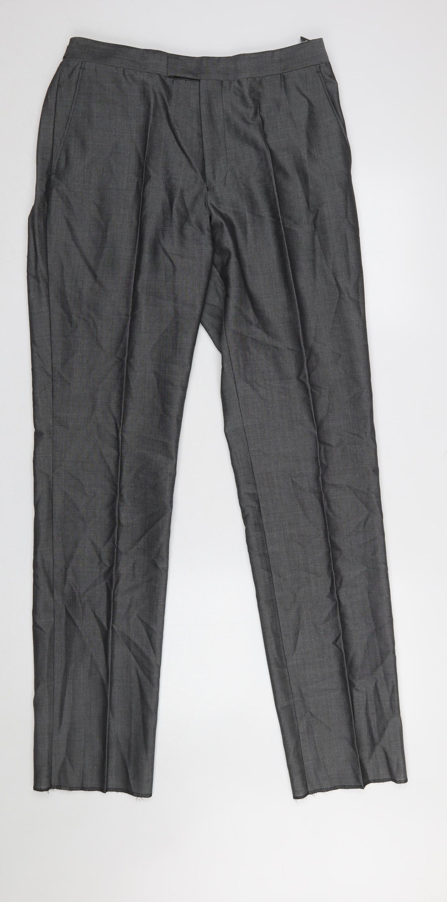 Mens UK Size 32L Torre Classic Fit Dress Pants Grey Trousers