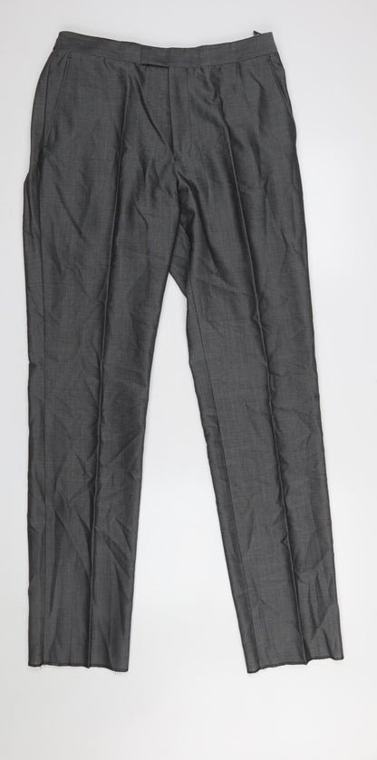 Mens UK Size 32L Torre Classic Fit Dress Pants Grey Trousers