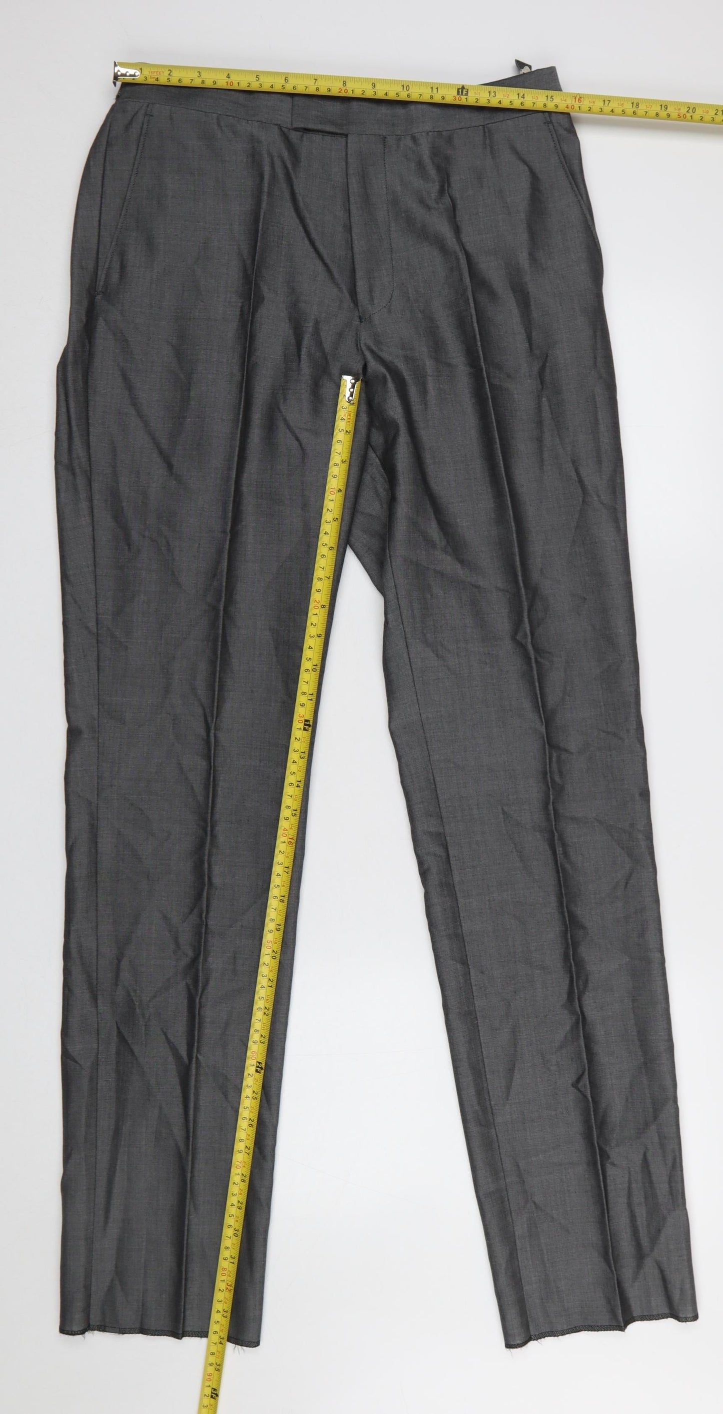 Mens UK Size 32L Torre Classic Fit Dress Pants Grey Trousers