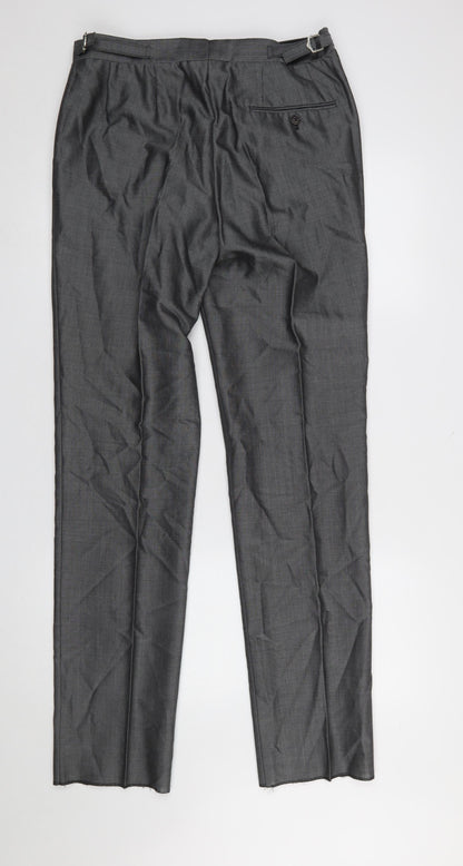 Mens UK Size 32L Torre Classic Fit Dress Pants Grey Trousers