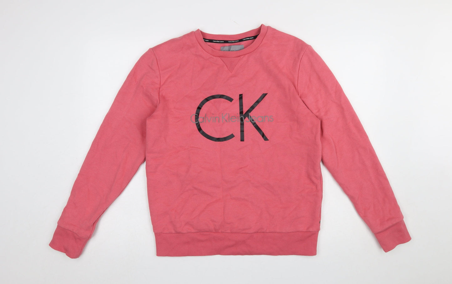 Womens UK Size S Calvin Klein Jeans Pink Pullover Sweatshirt