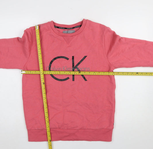 Womens UK Size S Calvin Klein Jeans Pink Pullover Sweatshirt