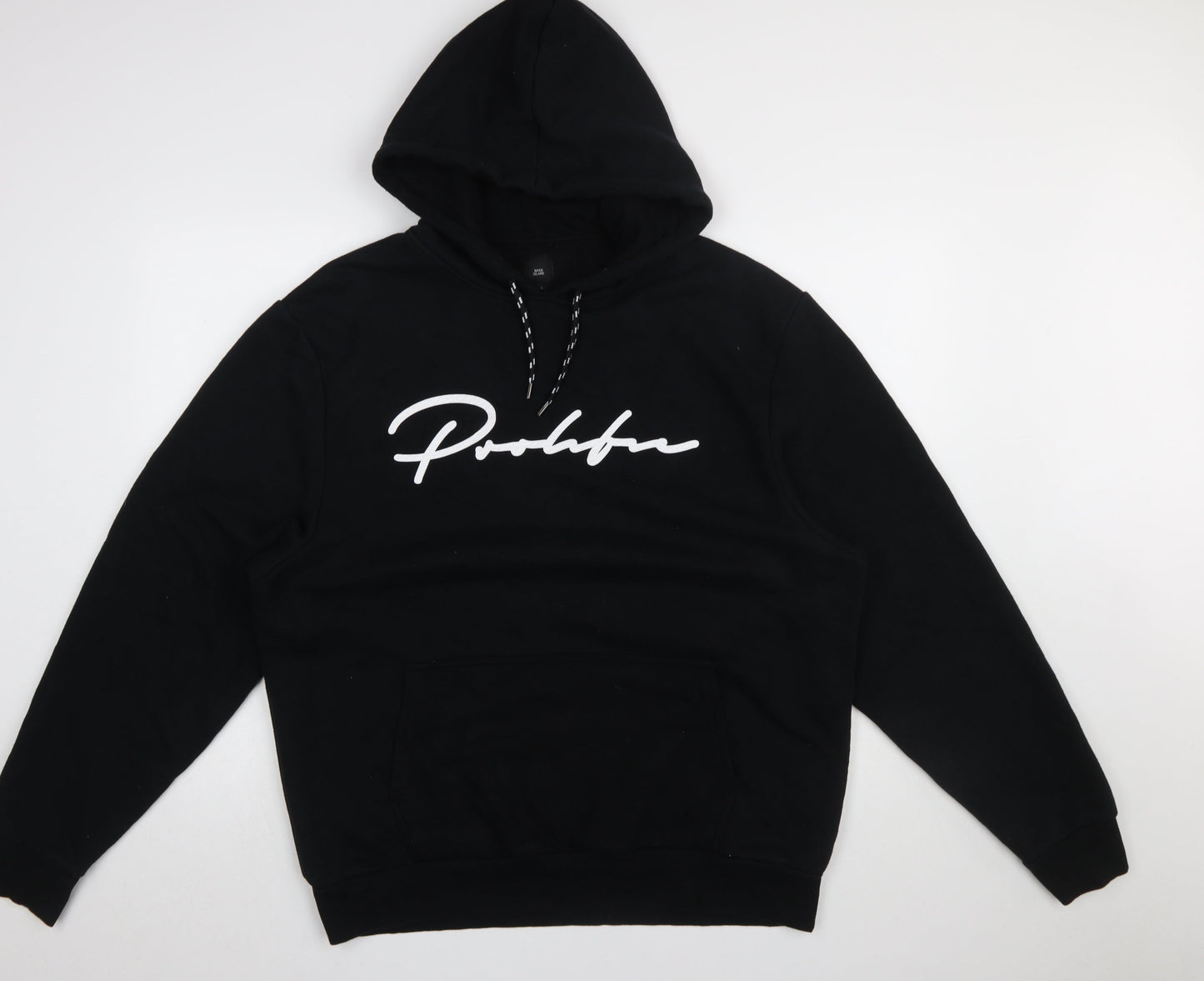 Mens UK Size L River Island Black Pullover Hoodie