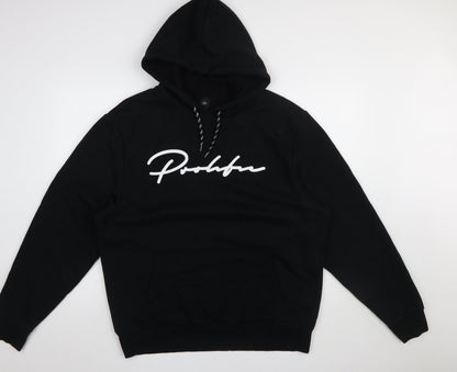 Mens UK Size L River Island Black Pullover Hoodie
