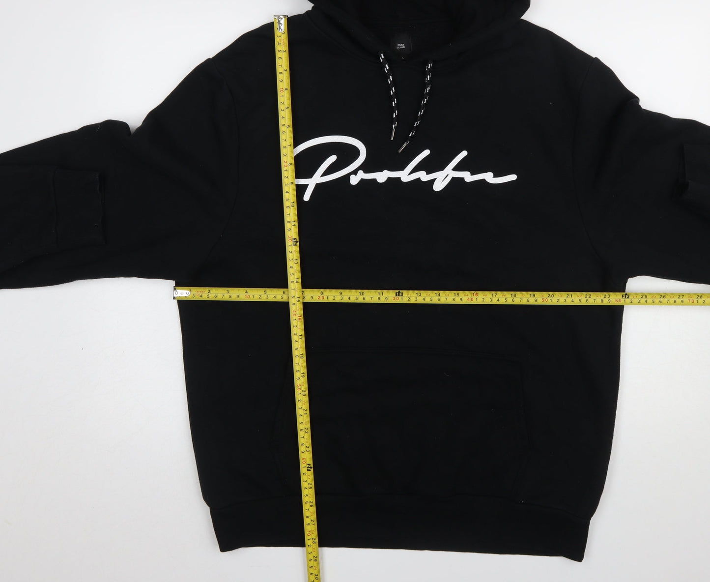 Mens UK Size L River Island Black Pullover Hoodie