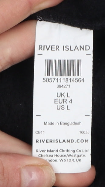 Mens UK Size L River Island Black Pullover Hoodie