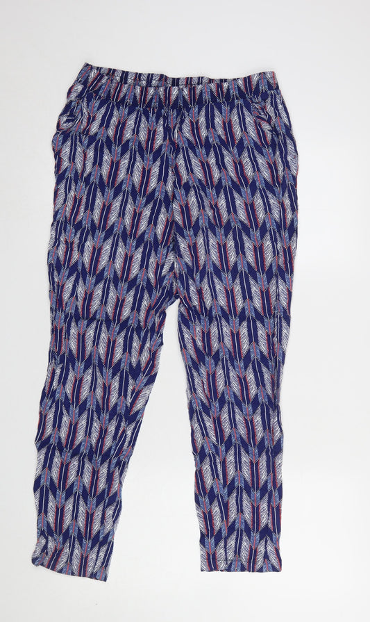 Womens UK Size 12 H&M Relaxed Fit CasualTravel Blue Trousers