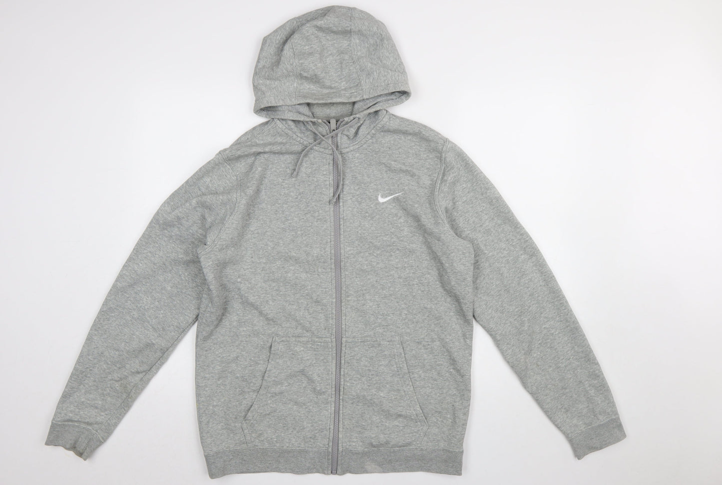Nike Men's Grey Full Zip Hoodie M Lightweight Cotton Blend