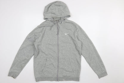 Nike Men's Grey Full Zip Hoodie M Lightweight Cotton Blend