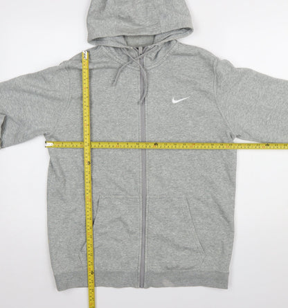 Nike Men's Grey Full Zip Hoodie M Lightweight Cotton Blend