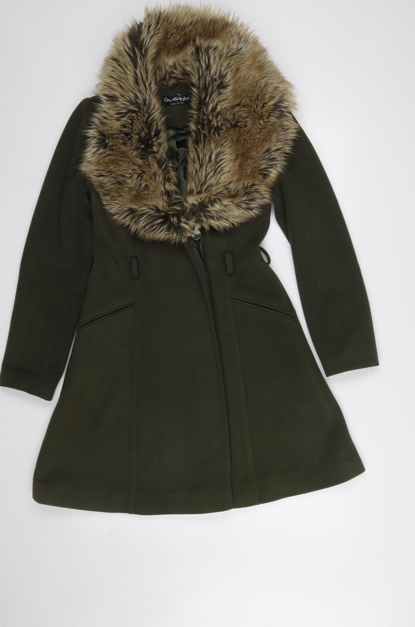 Womens UK Size 8 Miss Selfridge Green Overcoat