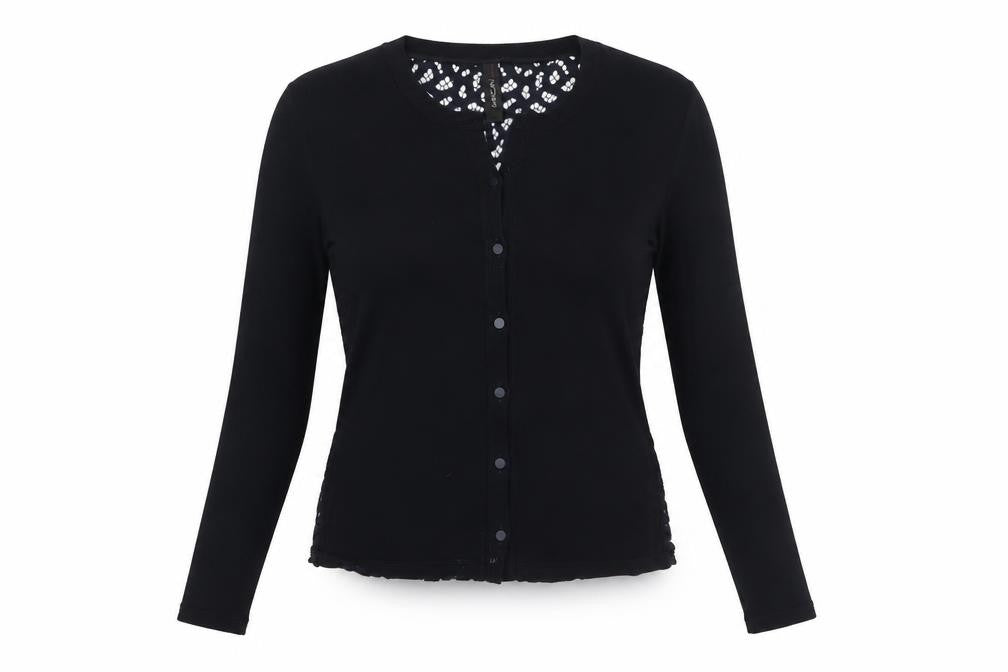 Womens UK Size 12 Marc Cain Black Basic Button-Up