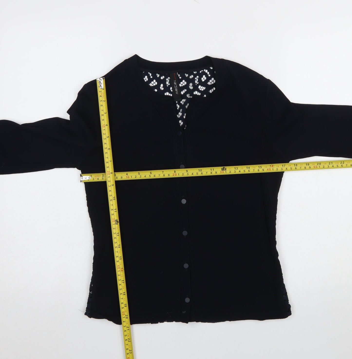Womens UK Size 12 Marc Cain Black Basic Button-Up