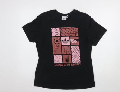 Womens UK Size M adidas Black Basic T-Shirt