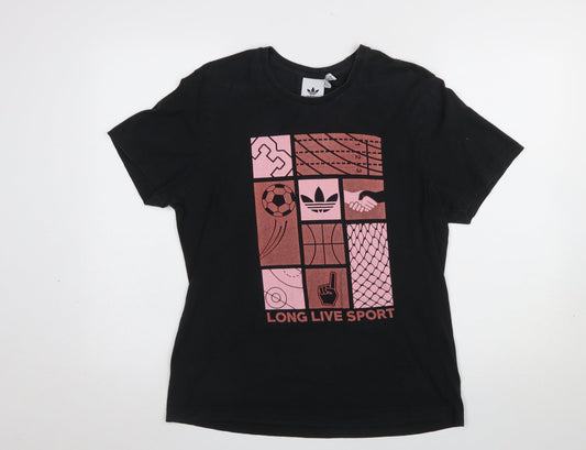Womens UK Size M adidas Black Basic T-Shirt