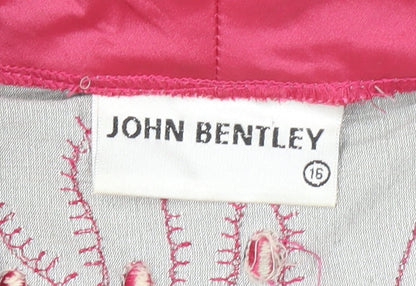 John Bentley Women’s Grey Pink Embroidered Silk Cropped Blazer Size 16