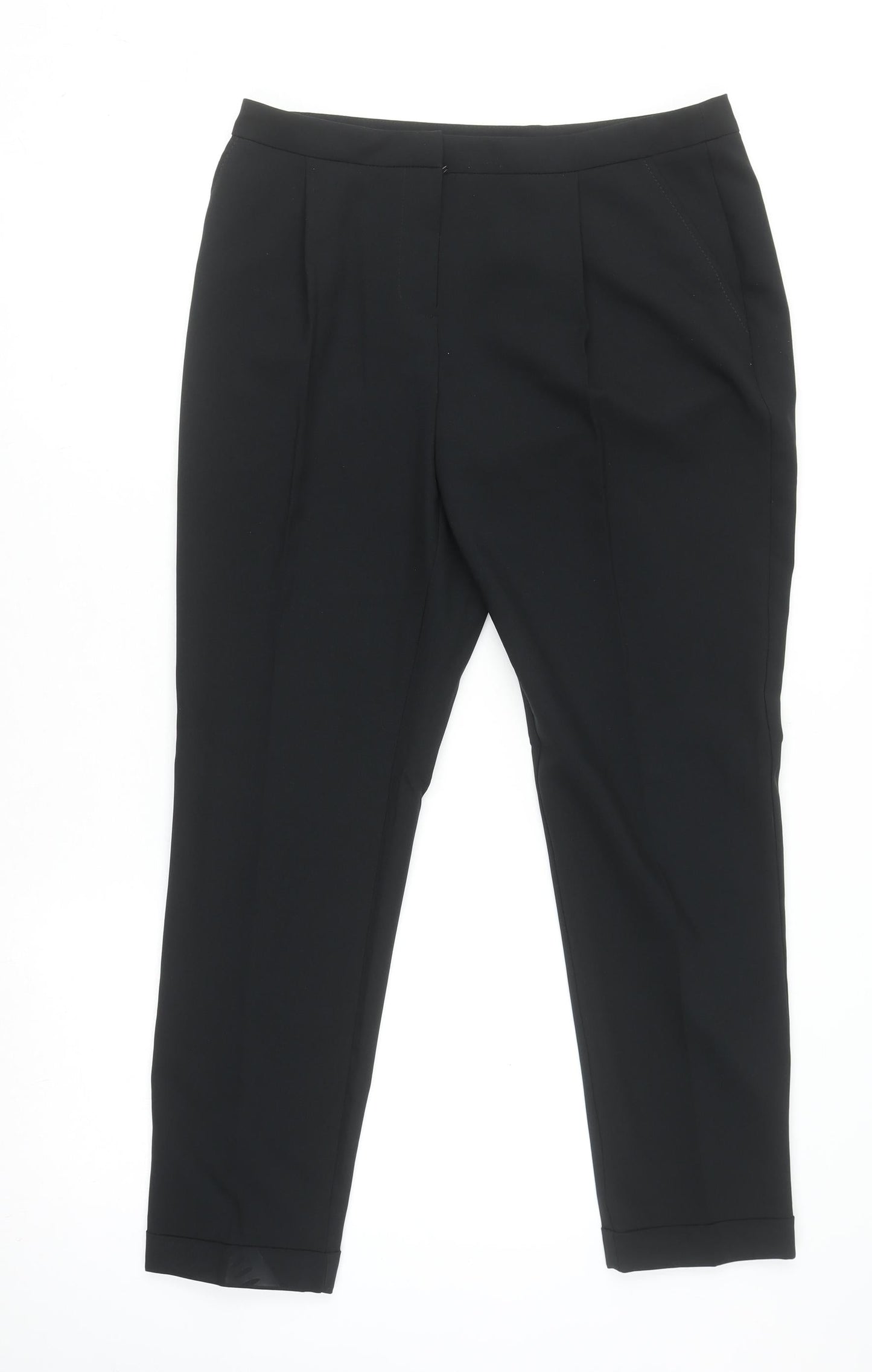 Womens UK Size 10 Dorothy Perkins Regular Fit Cropped Black Trousers