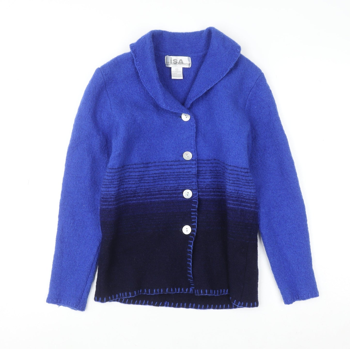 Womens UK Size S Lisa International Blue Cardigan Jumper