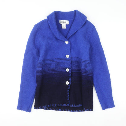 Womens UK Size S Lisa International Blue Cardigan Jumper