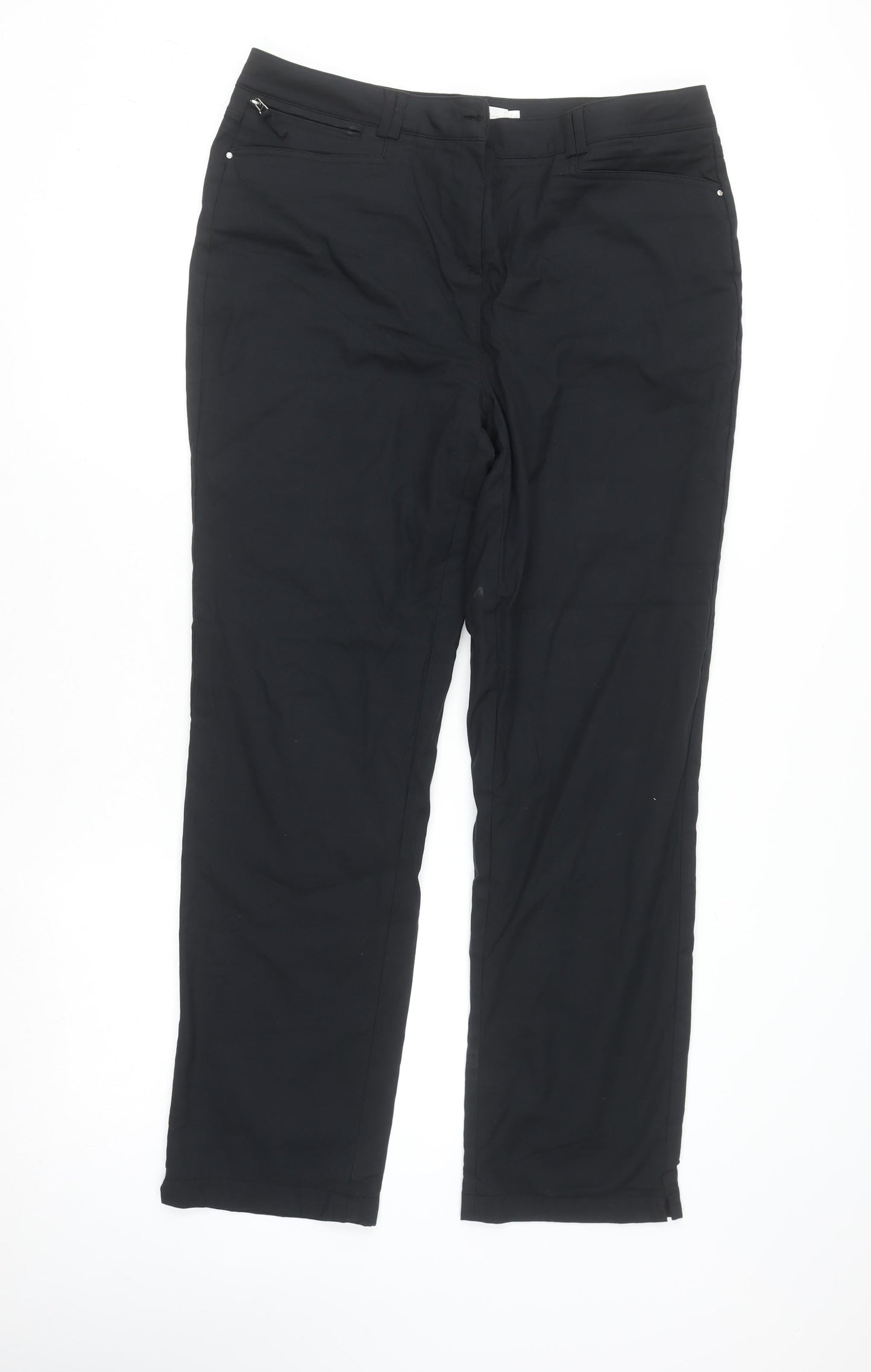 Womens UK Size 14 Pink Collection Regular Fit Casual Workwear Black Trousers