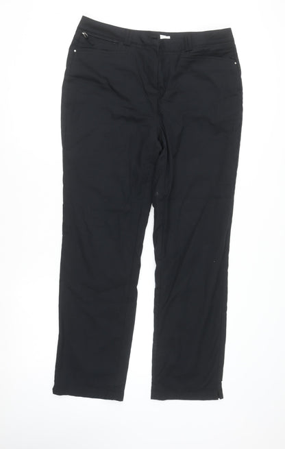 Womens UK Size 14 Pink Collection Regular Fit Casual Workwear Black Trousers