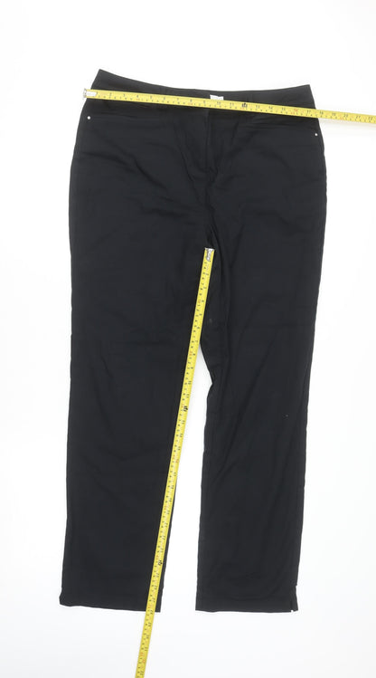 Womens UK Size 14 Pink Collection Regular Fit Casual Workwear Black Trousers