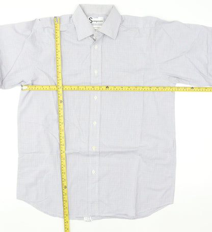 Simpson Piccadilly Men's Blue Check Cotton Long Sleeve Button-Up Shirt 15 M