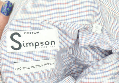 Simpson Piccadilly Men's Blue Check Cotton Long Sleeve Button-Up Shirt 15 M