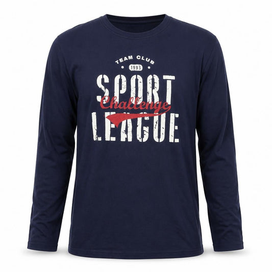 Livergy Men's Blue Long Sleeve Sport League Cotton T-Shirt Size S