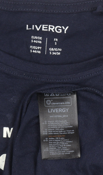 Livergy Men's Blue Long Sleeve Sport League Cotton T-Shirt Size S