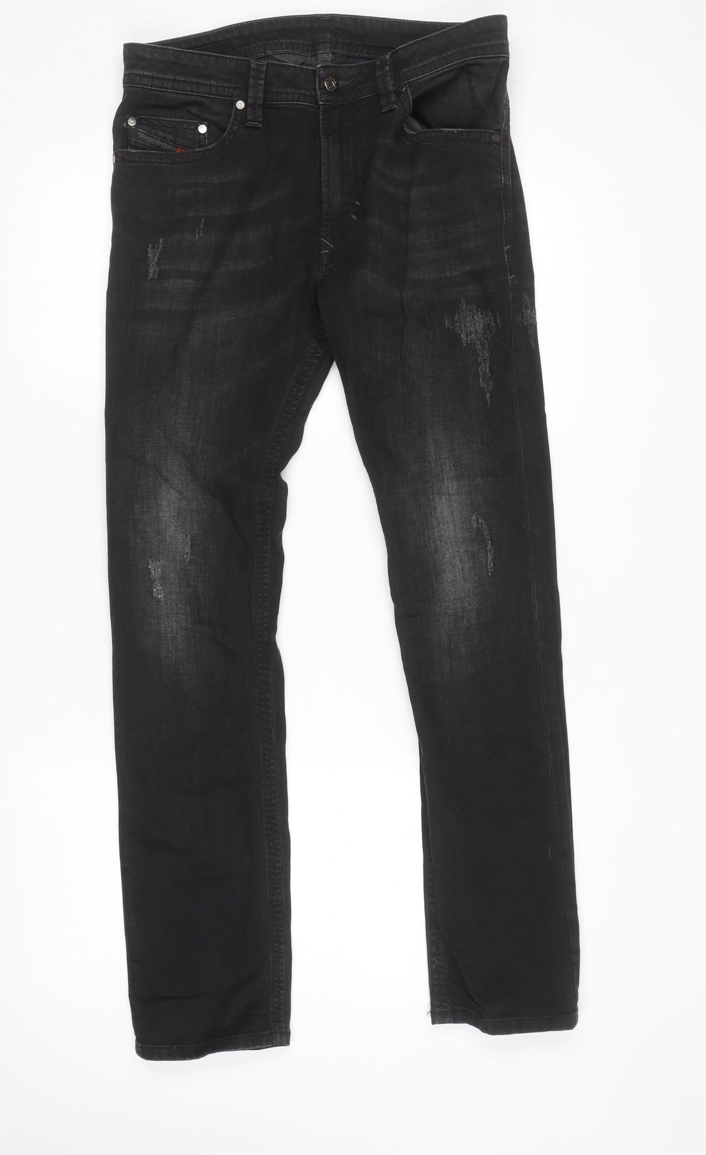 Mens UK Size 31 Diesel Slim Fit Straight Black Jeans