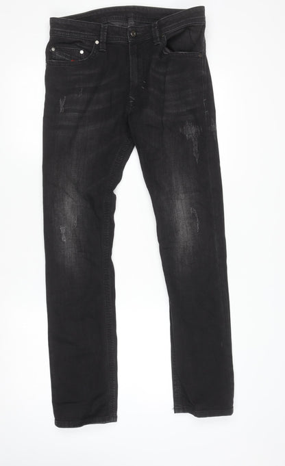 Mens UK Size 31 Diesel Slim Fit Straight Black Jeans