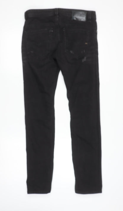 Mens UK Size 31 Diesel Slim Fit Straight Black Jeans