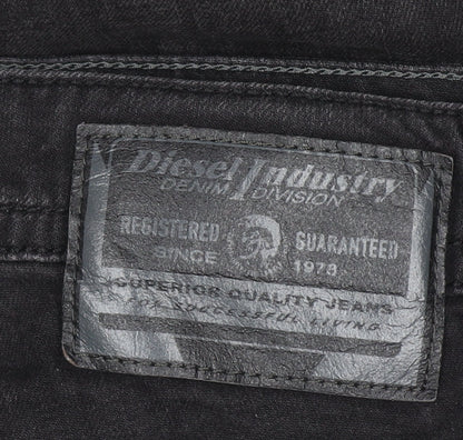Mens UK Size 31 Diesel Slim Fit Straight Black Jeans