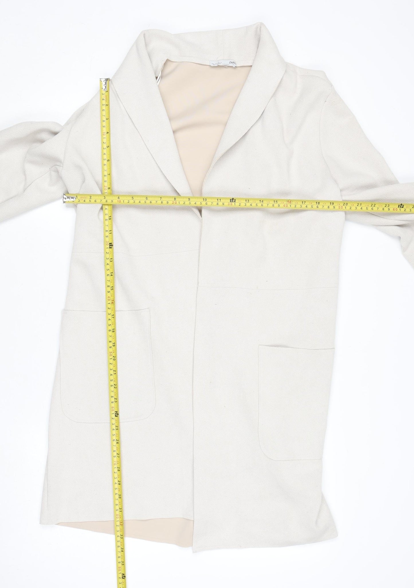 Womens UK Size 10 Zara Beige Overcoat