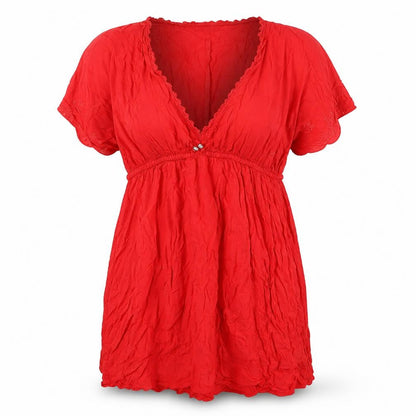 Womens UK Size M Debenhams Red Tunic Blouse