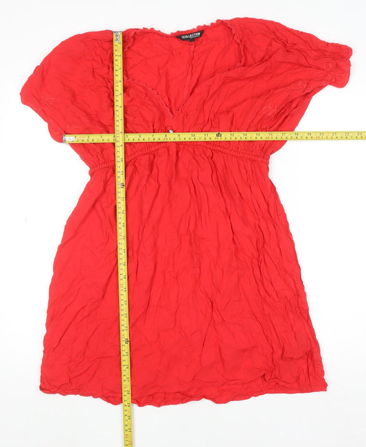 Womens UK Size M Debenhams Red Tunic Blouse
