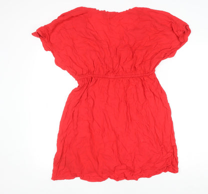 Womens UK Size M Debenhams Red Tunic Blouse