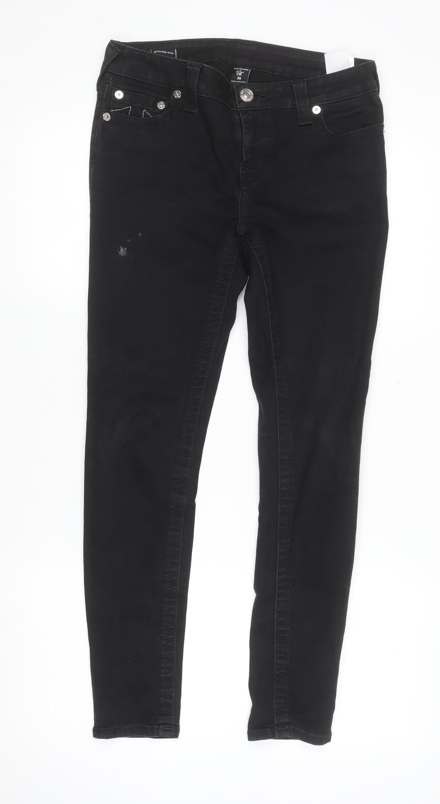 Womens UK Size 10 True Religion Slim Fit Skinny Black Jeans