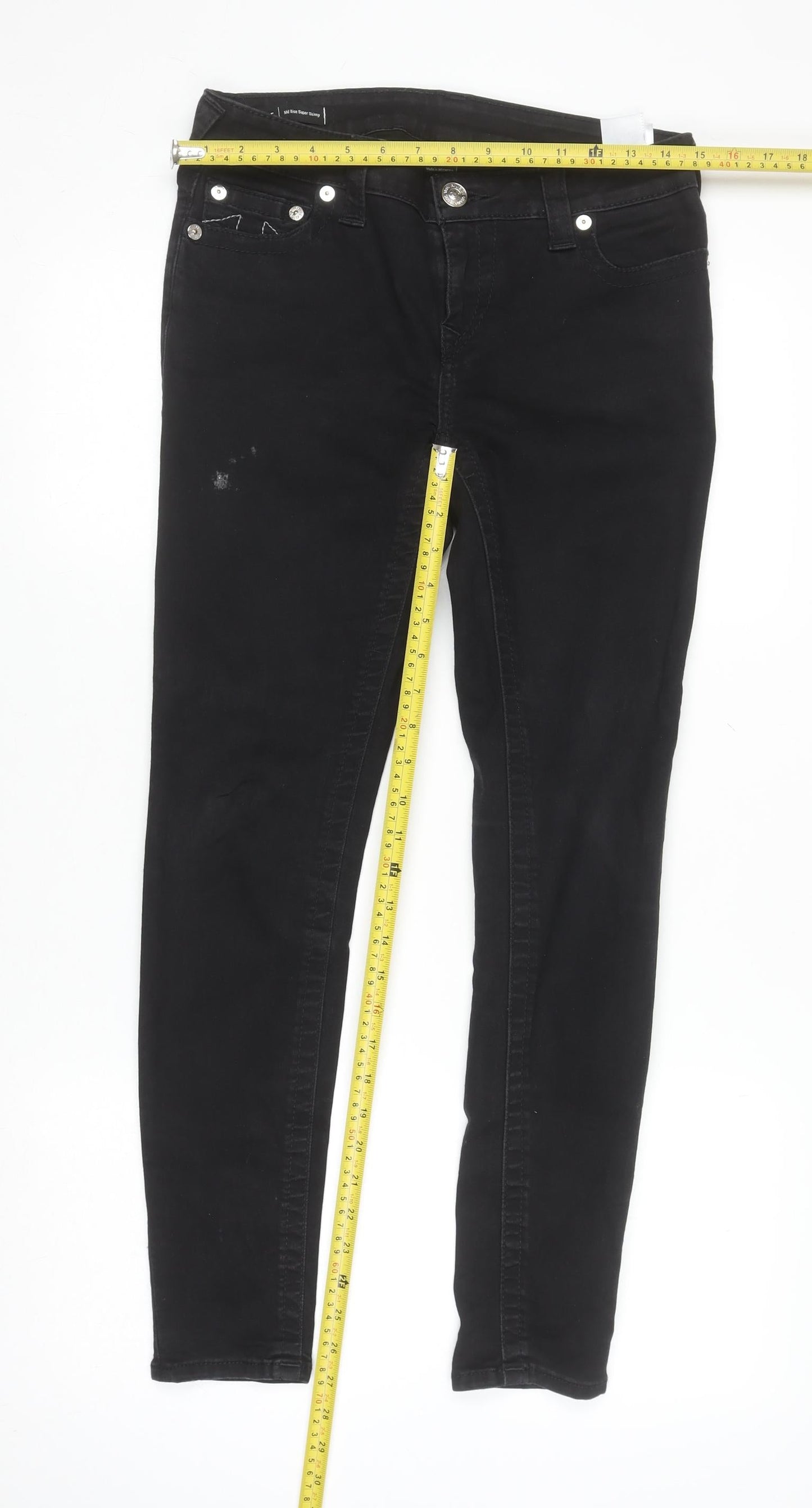 Womens UK Size 10 True Religion Slim Fit Skinny Black Jeans