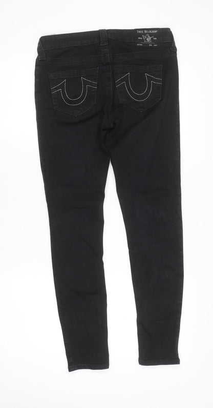 Womens UK Size 10 True Religion Slim Fit Skinny Black Jeans