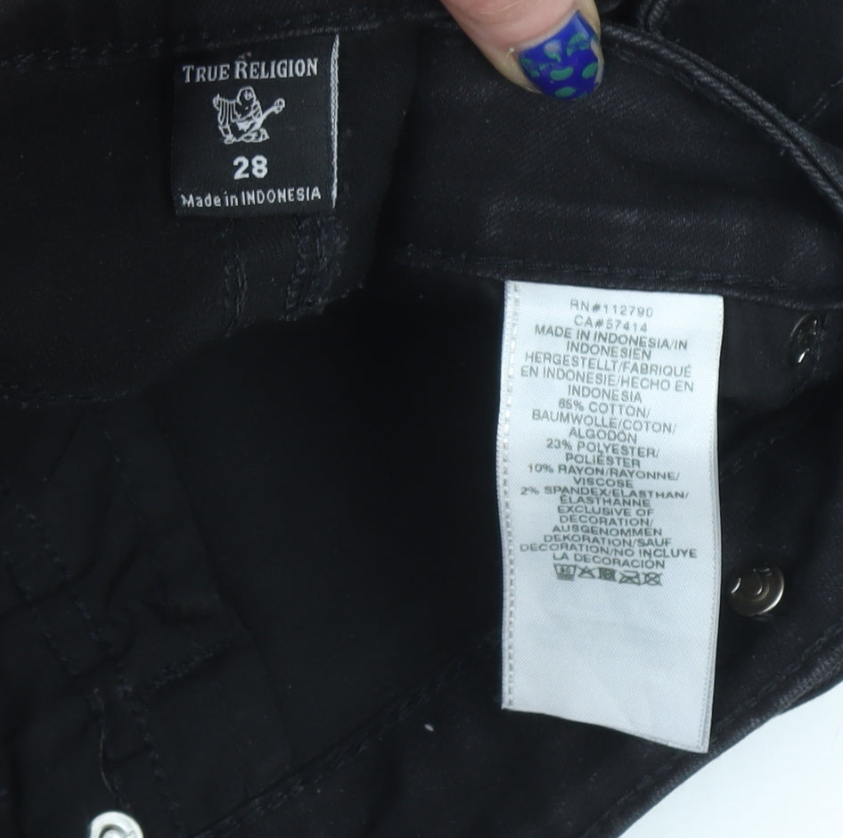 Womens UK Size 10 True Religion Slim Fit Skinny Black Jeans