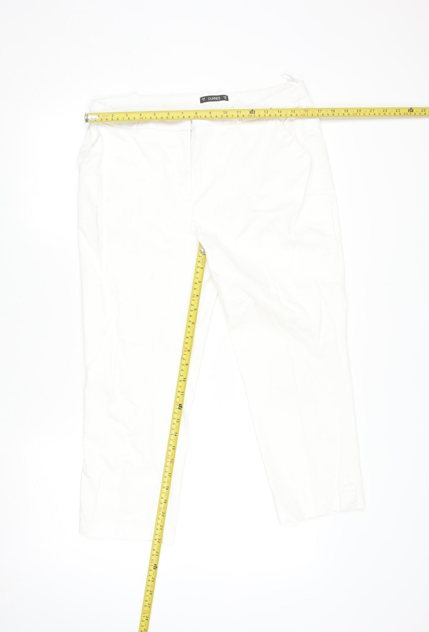 Womens UK Size 12 Dunnes Regular Fit Chino White Trousers