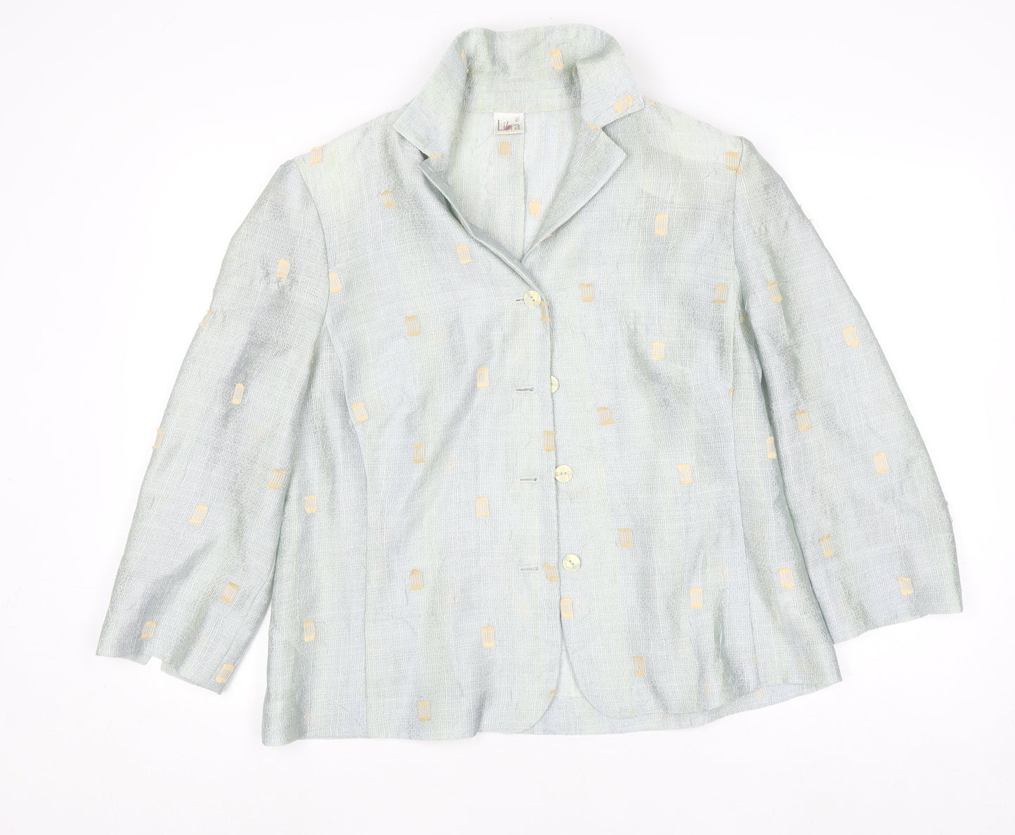 Libra Womens Blue Linen Blend Button Blazer Size 16