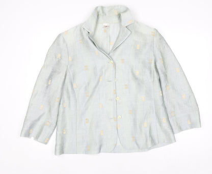 Libra Womens Blue Linen Blend Button Blazer Size 16