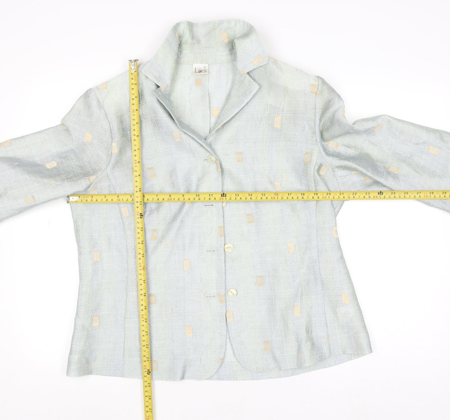Libra Womens Blue Linen Blend Button Blazer Size 16