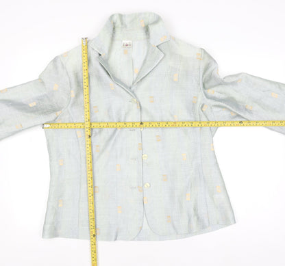 Libra Womens Blue Linen Blend Button Blazer Size 16